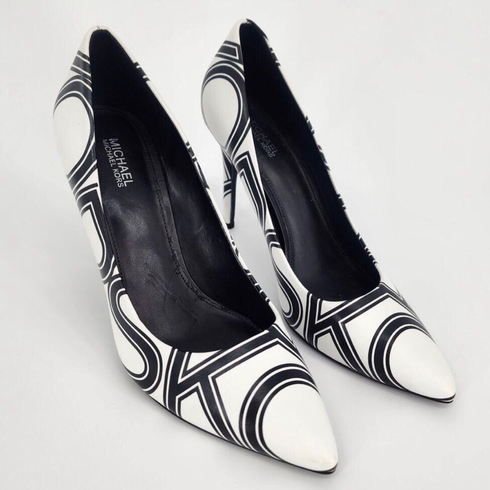 Michael Kors Claire Leather Graphic Pumps - Size 10